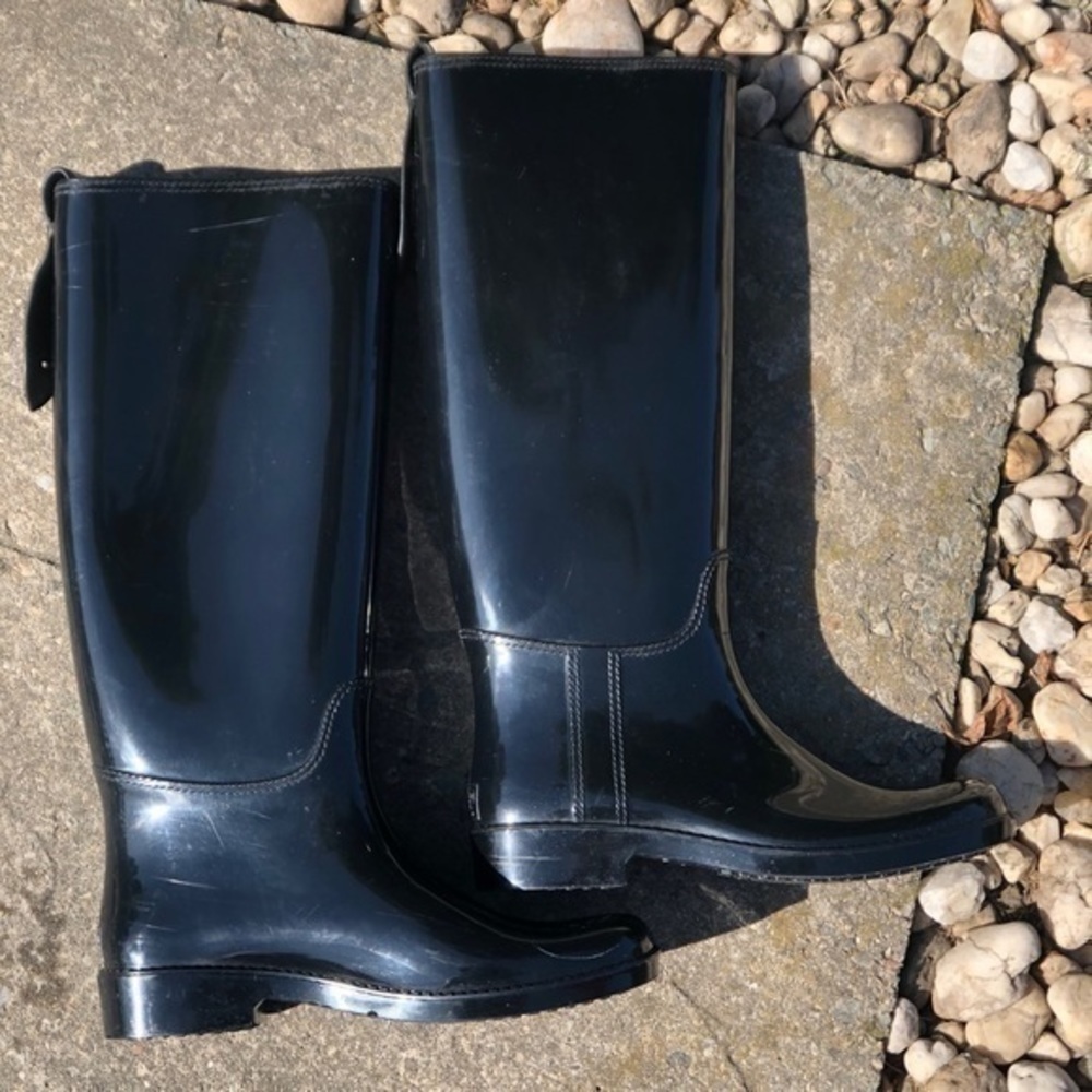 Coach black shiny rain boots Size 7 - Picture 2 of 12